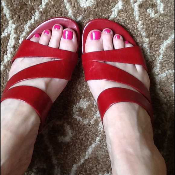 Cute red sandals great for that pop of color!
