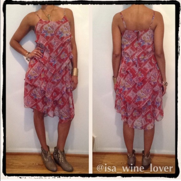 Free People Boho Chiffon Dress Sz 2 - Picture 4 of 4