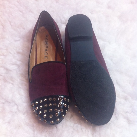 ONE DAY ONLY Oxblood Studded Loafers - Picture 2 of 3