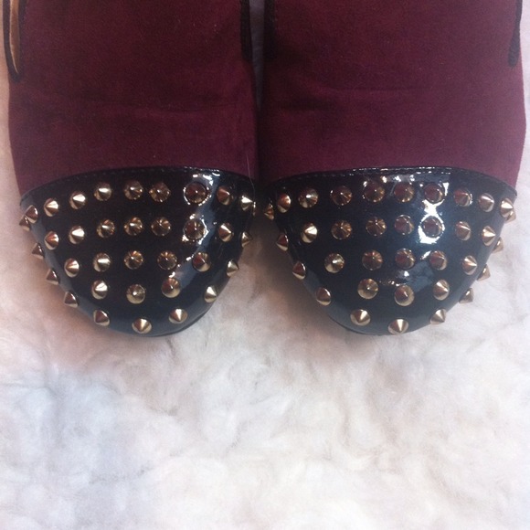 ONE DAY ONLY Oxblood Studded Loafers - Picture 3 of 3