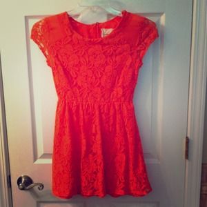 Urban Outfitters Coral lace Skater Dress
