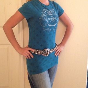Teal hard rock shirt