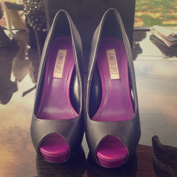 Like new black peep toe heels