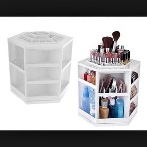 Makeup organizer large white spinning organizer