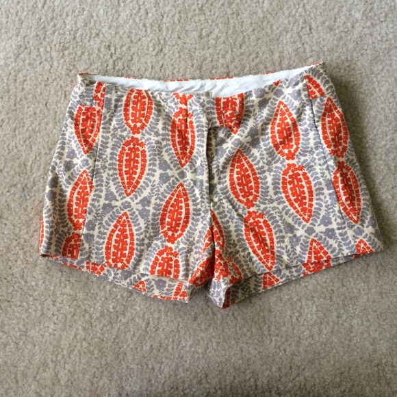 J Crew grey and orange print shorts