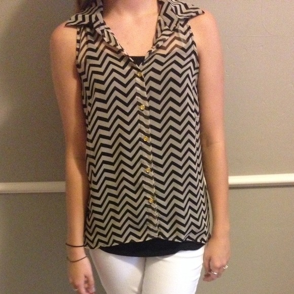 Black and Tan Chevron Tank Top