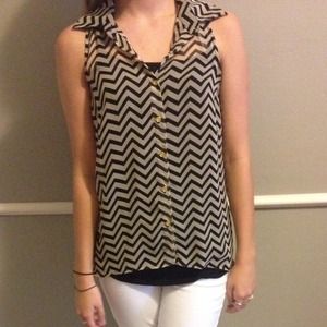 Black and Tan Chevron Tank Top