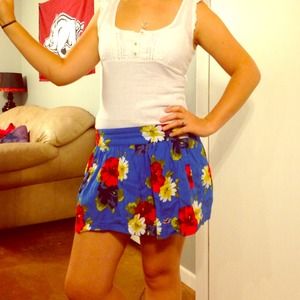 Floral Hollister skirt with white beaded top