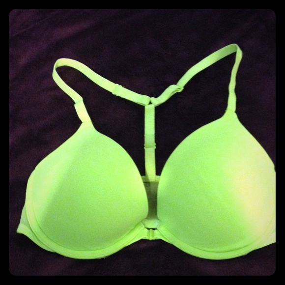 PINK Victoria's Secret lime green push up bra