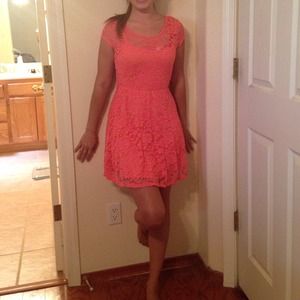 Coral lace dress