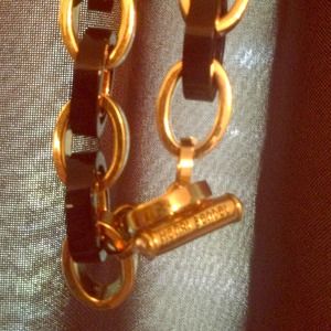 Henri Bendel large black gold necklace