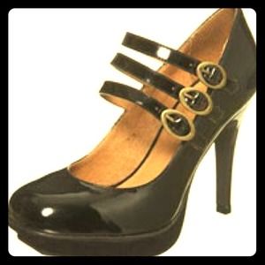 Topshop Three Strap Mary Jane | Blk Patent Leather