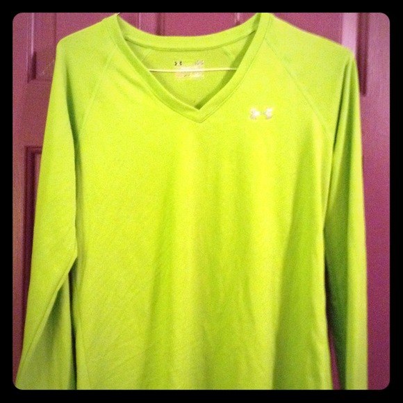 Green, long sleeved Under Armour t-shirt