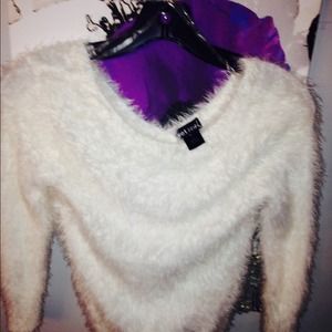 White fluffy sweater
