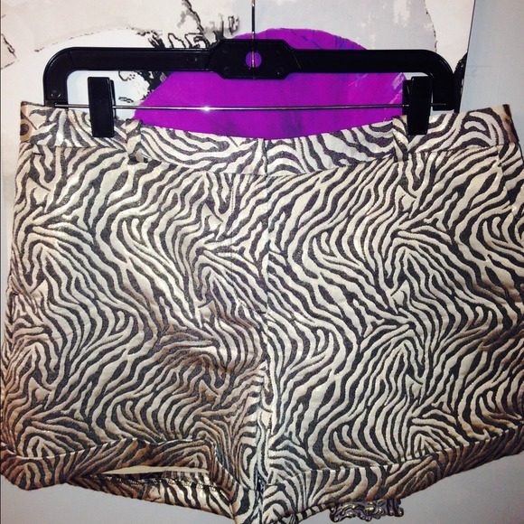 Ann Taylor Loft Zebra print metallic shorts