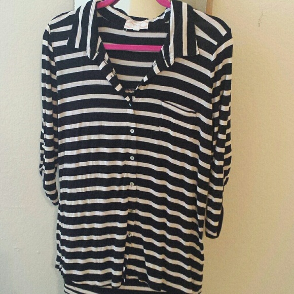 Cream and Black striped Top