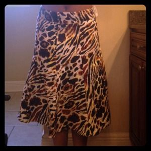 Animal Print Flare Skirt