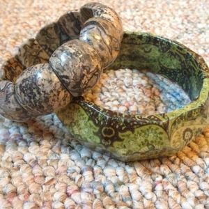 Green lightweight bangle and blue marbled bangle