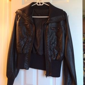 Black Faux-Leather Jacket - CLEARANCE