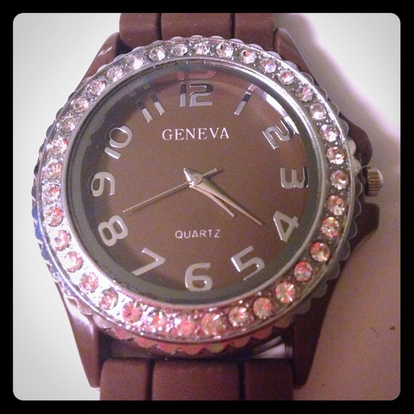 Geneva Silicone Watch w/ Crystal