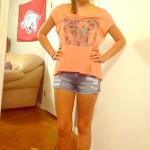 Cute elephant shirt with denim shorts