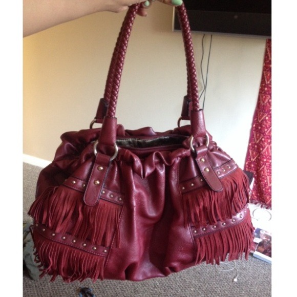 Burgundy Fringe Bag