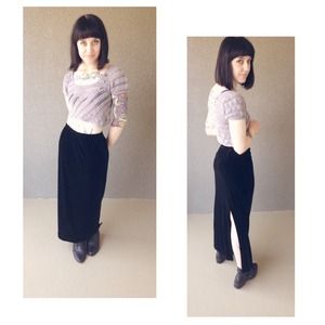 Forever 21 crochet top and vintage velvet skirt.