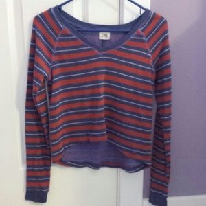 Red Blue and White Striped Long Sleeve