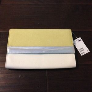 Faux Suede and Leather Clutch/Crossbody