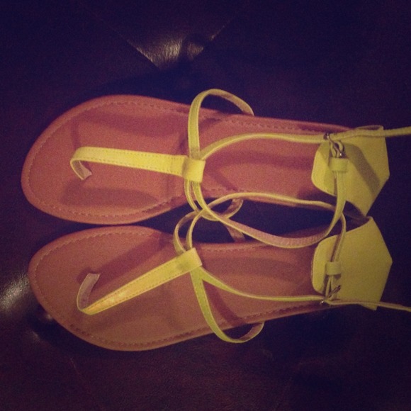 neon yellow flat sandals