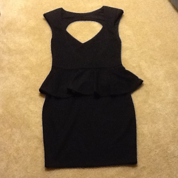 Black Deep V-neck open back Dress