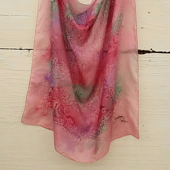 Pink Galaxy Silk Scarf - Picture 2 of 4
