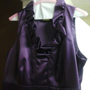 Purple Ruffle Neck Cocktail Dress