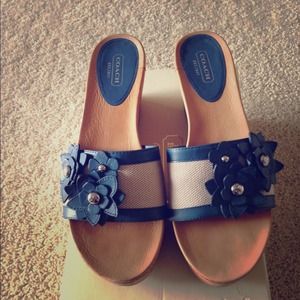 Coach blue wedge sandals