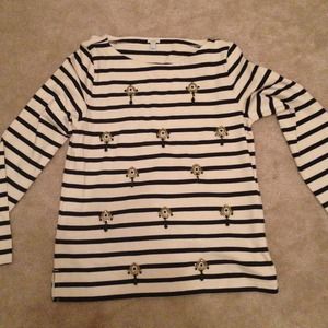 J.crew long sleeve shirt with rhinestone beading.
