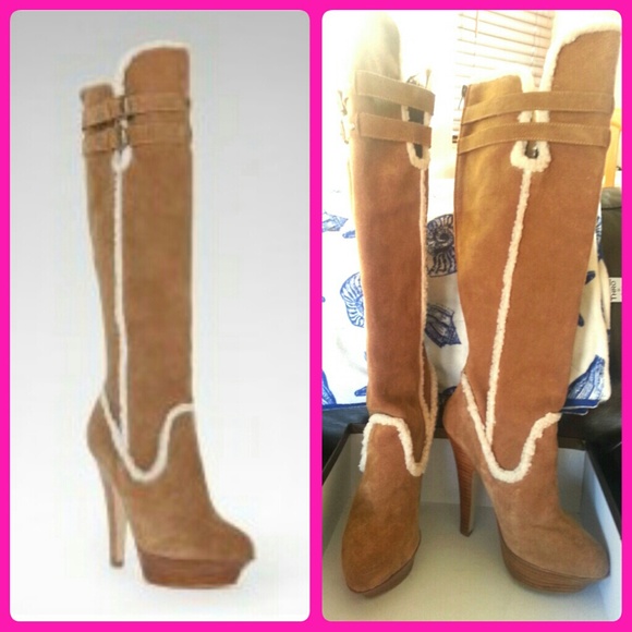 bebe Shoes - NIB Bebe Tan Suede/Shearling Boots