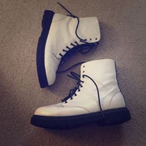 Black and white boots