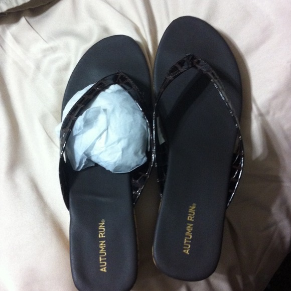 Chocolate colored thong wedge sandal