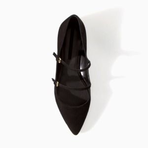 Leather Ballerina Flat w/ Metal Cap Toe