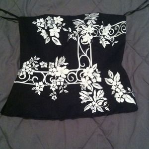 Black and white floral corset