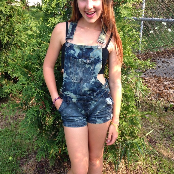 tie dye bleached overalls