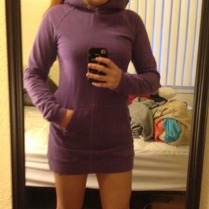 Purple American Apparel pullover hoodie dress