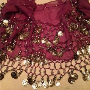 Fuschia and silver coin scarf