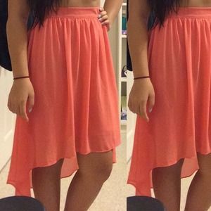 Coral High-Low chiffon skirt