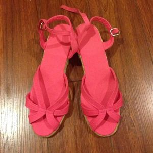 Urban outfitters pink sandals wedge espadrilles
