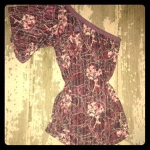 FREE PEOPLE FLORAL PRINT ONE SHOULDER TOP TEE M