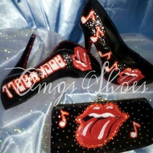 $50 Final  SALE Custom Rock N Roll Heels/ Clutch