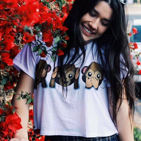 Freshtops monkey emoji crop top
