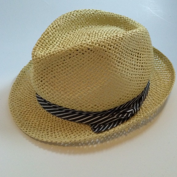 Old Navy Straw Fedora with Stripe Band