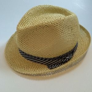 Old Navy Straw Fedora with Stripe Band